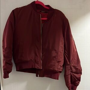 Women's Burgundy Bomber Jacket
